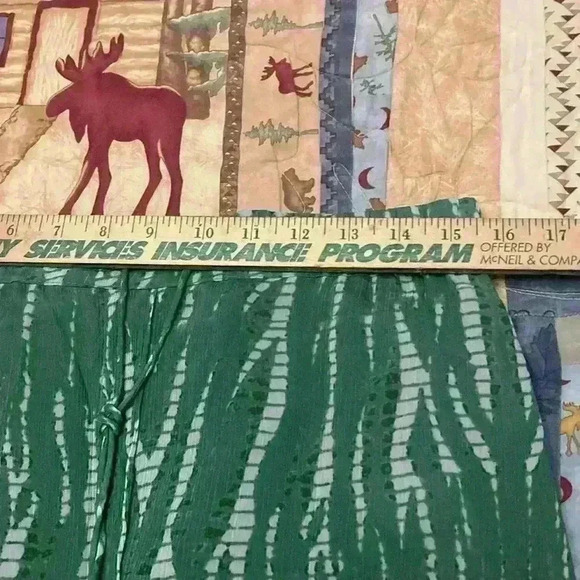 Zara boho flowy wide leg many’s, green print, medium - Picture 7 of 8